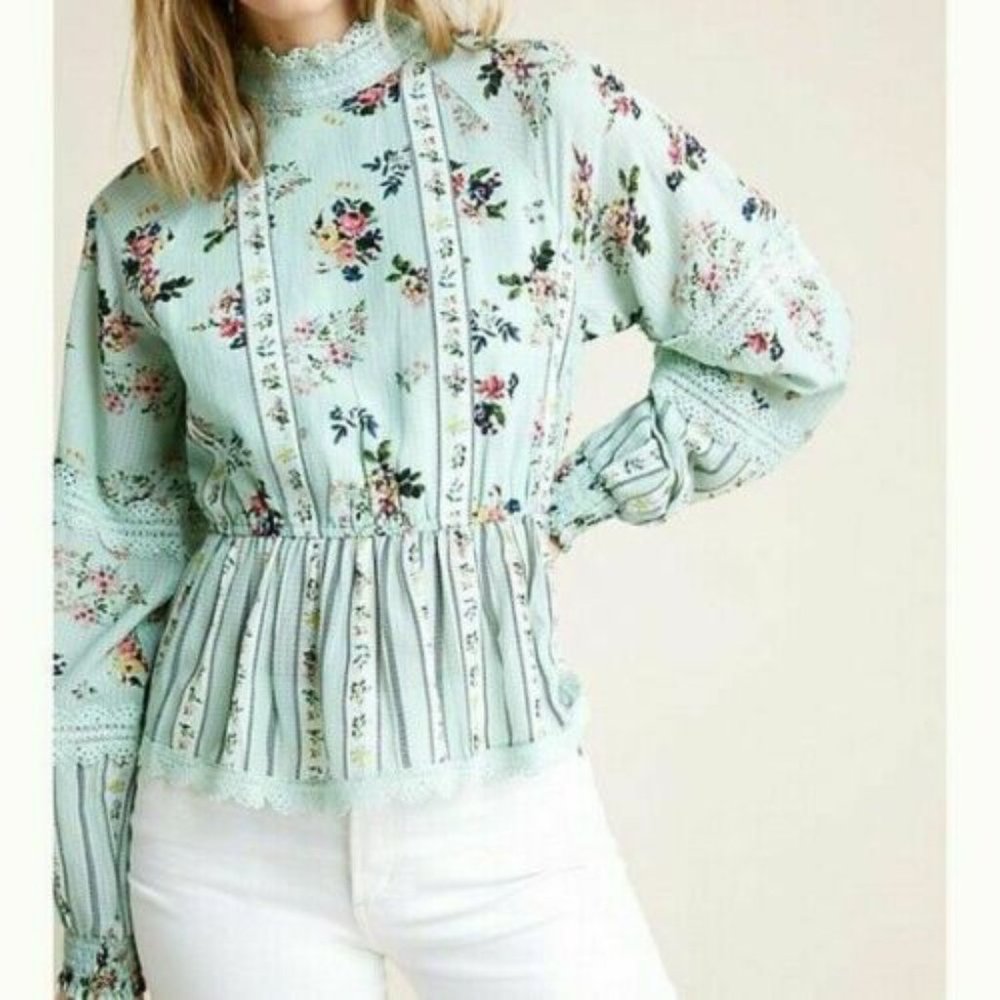 ANTHROPOLOGIE Hemant & Nandita Amour Floral Blouse - Picture 5 of 11